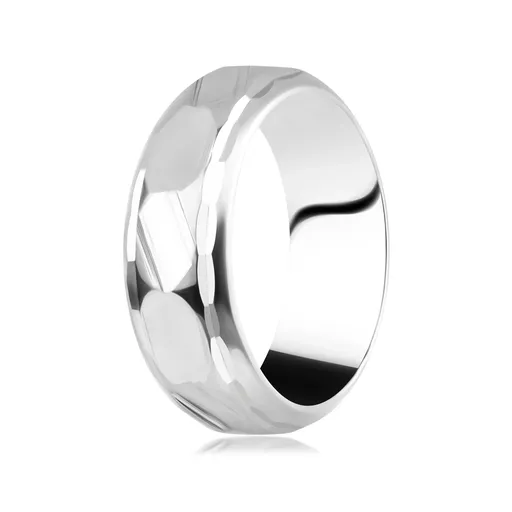 Prsten ze stříbra 925 - broušené nepravidelné tvary uprostřed - Velikost: 64