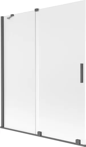 MEXEN/S Velar dvoukřídlá posuvná vanová zástěna 140 x 150, dekor, grafit kartáčovaná 896-140-000-31-66
