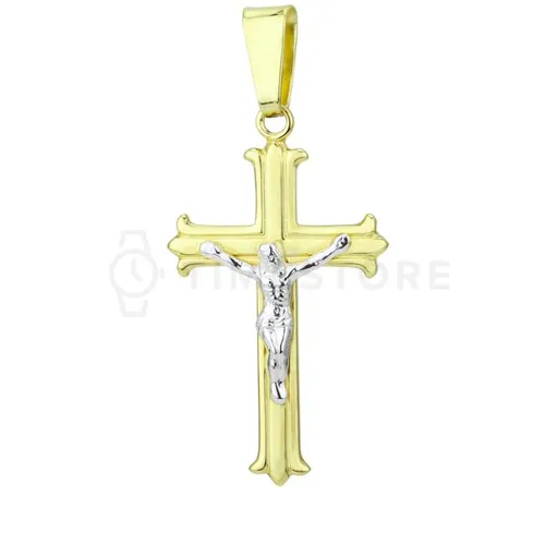 Stříbrný přívěsek zlaté barvy ve tvaru kříže TS-PE-0013