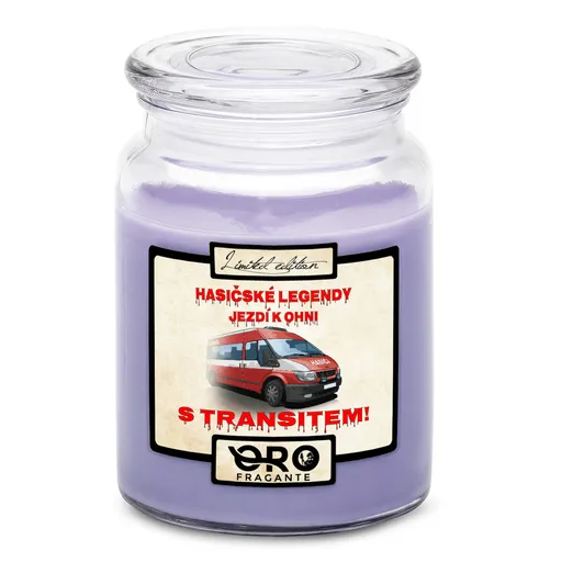 Svíčka Hasičské legendy – Transit (Vůně svíčky: Levandule)
