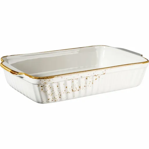 Mäser Zapékací mísa Pintar White hnědé tečky 36,4 x 22,3 cm, L