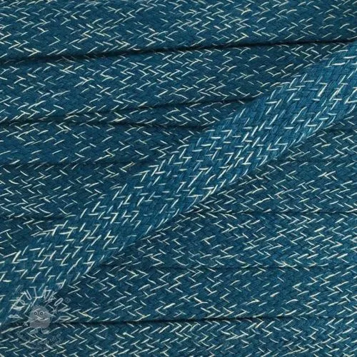 Bavlnená šnůra plochá 15 mm melange petrol