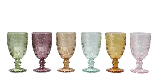 Set 6ks barevných skleniček na víno  Saint-Émilion - Ø 7,5*14 cm / 230ml Chic Antique