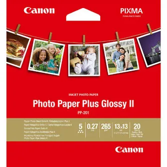 Canon Photo Paper Plus Glossy II, PP-201, foto papír, lesklý, 2311B060, bílý, 13x13cm, 5x5