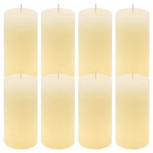 Krémová parafínová svíčka rustikální 10 cm, 25 h, sada 8 ks