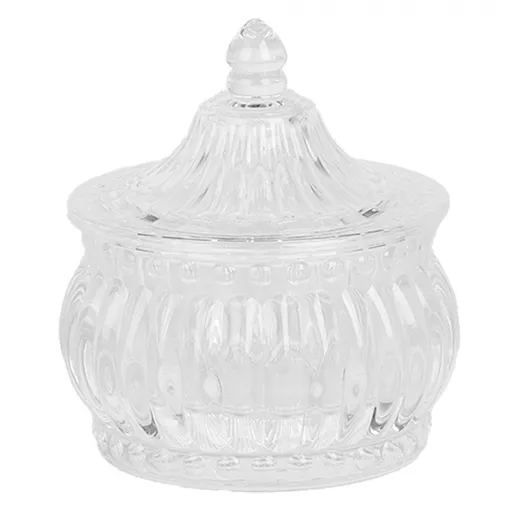 Skleněná úložná dóza na curovinky - Ø 10*11cm  Clayre & Eef