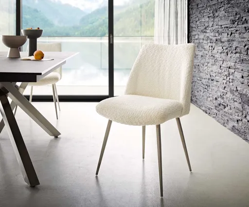 Jídelní židle Elso-Flex zúžená podnož nerezová ocel bouclé