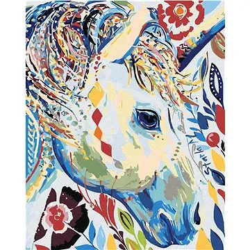 Diamondi - Diamantové malování - KVĚTINOVÁ BÍLÁ KOBYLA, 40x50 cm, Vypnuté plátno na rám (602997B)