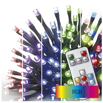 EMOS LED vánoční řetěz, 12 m, venkovní i vnitřní, RGB, ovladač, programy, časovač (D4AA03)