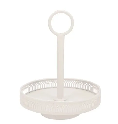 Zelený kovový dekorativní podnos na noze Maja green - Ø 30*9 cm Strömshaga