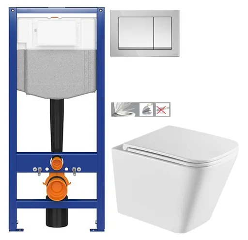 CERSANIT předstěnový instalační systém s tlačítkem chrom K97-509 + WC INVENA FLORINA WITH SOFT, včetně soft/close sedátka K97-526 509 FL1