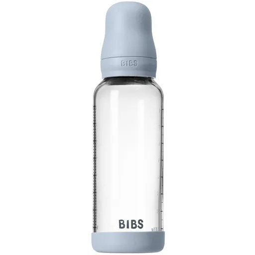 BIBS Baby Glass Bottle Round Latex antikoliková lahev Baby Blue 240 ml