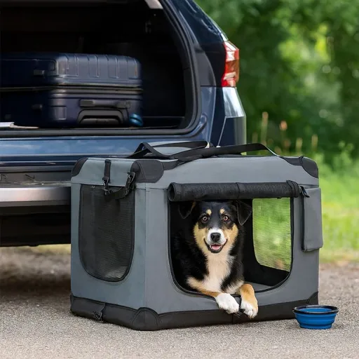 Přepravka pro psa Lassie L, skládací, šedá