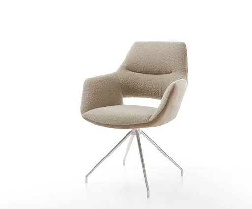 Jídelní židle Yago-Flex s područkami mix materiálů béžová