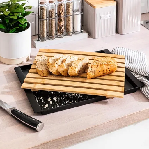 Bambusové prkénko s táckem na drobky
