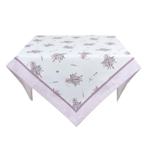 Bavlněný čtvercový ubrus s levandulemi Lavander Garden - 100*100 cm LAG01