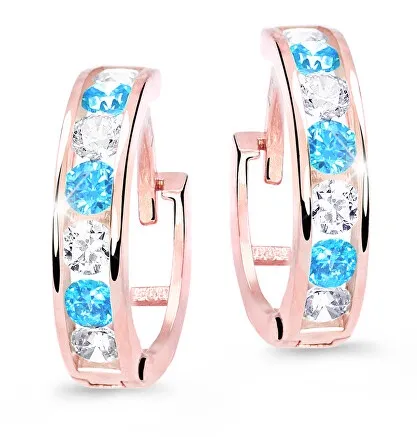 Cutie Jewellery Slušivé dětské náušnice z růžového zlata C3345-80-X-4 světle modrá