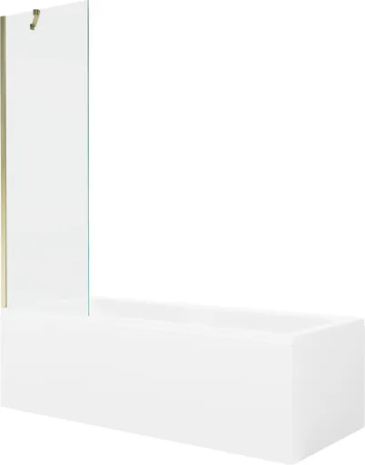 MEXEN/S Cubik obdélníková vana 150 x 70 cm s panelem + vanová zástěna 60, transparent, zlatá 550315070X9506000050
