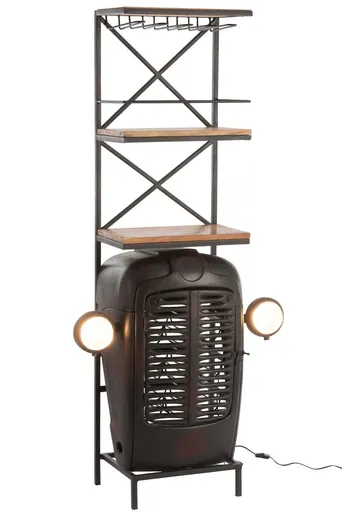 Černý retro bar na skleničky a láhve vína Tractor Bar - 87*37*181cm 85203