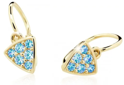 Cutie Jewellery Třpytivé dětské náušnice ze žlutého zlata C2207-10-X-1 světle modrá