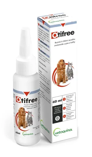 Otifree Roztok k čištění zevního zvukovodu u psa a kočky 60 ml
