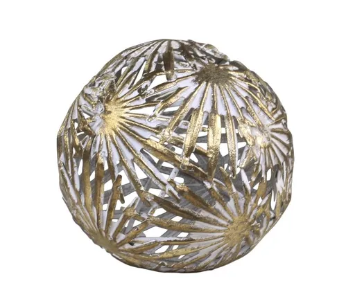 Bronzová antik kovová dekorační koule Vire Leaves - Ø 12cm 39059213 (39592-13)
