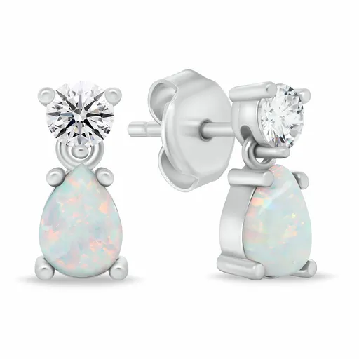 Brilio Silver Moderní stříbrné náušnice se syntetickými opály EA1187W