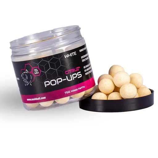 Nash Plovoucí Boilie Citruz Pop Ups 75g - 15mm White,Nash Plovoucí Boilie Citruz Pop Ups 75g - 15mm White