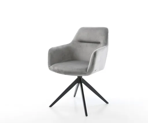 Otočná židle Pejo-Flex sametově šedá Křížový rám široký černý