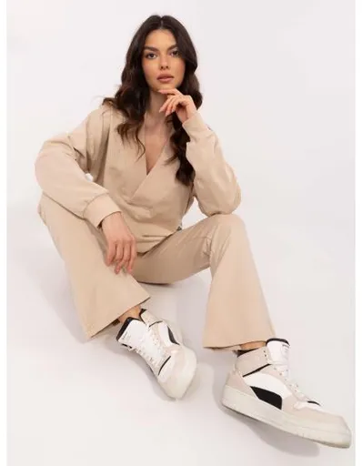 Béžová tepláková souprava basic s oversize mikinou