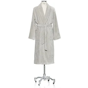 Möve Šedý velurový bavlněný župan s šálovým límcem a lemem, 3XL (4013165798398)