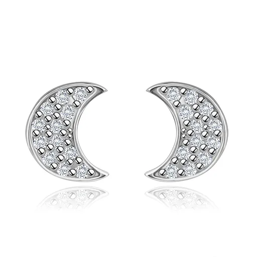 Náušnice ze 14K zlata ve tvaru měsíce s diamanty