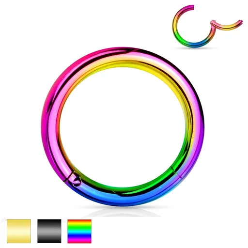 Piercing z chirurgické oceli, jednoduchý lesklý kroužek, 2,4 mm - Barva piercing: Černá