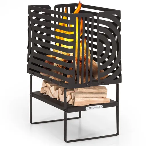Blumfeldt Krakatoa, ohniště, masivní ocel, přihrádka na dřevo, laserem řezaný design