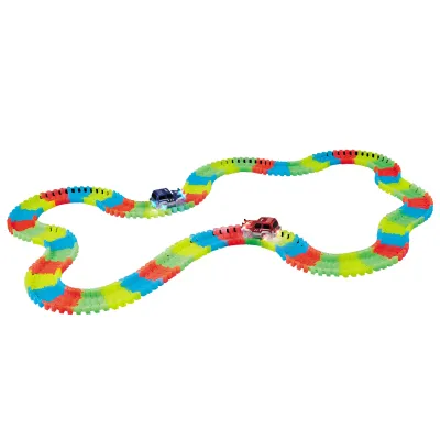 Dráha svítící ve tmě + autíčko s LED světlem 165 ks