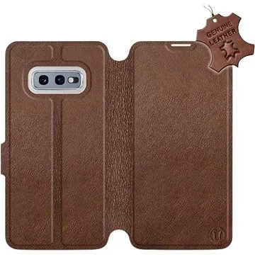 Flip pouzdro na mobil Samsung Galaxy S10e - Hnědé - kožené -  Brown Leather (5903226814749)
