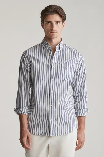 KOŠILE GANT REG CLASSIC POPLIN STRIPE SHIRT WHITE