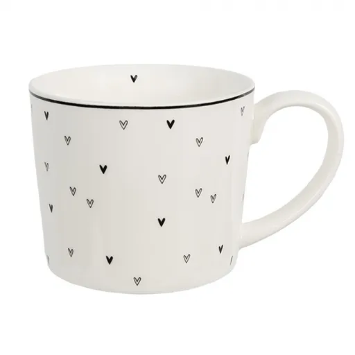 Bílý hrnek se srdíčky Lovely Day - 12*8*7 cm / 275 ml 6CEMU0144