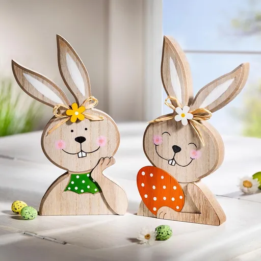 Dřevěná dekorace Lisa a Lotta sada, 2 ks