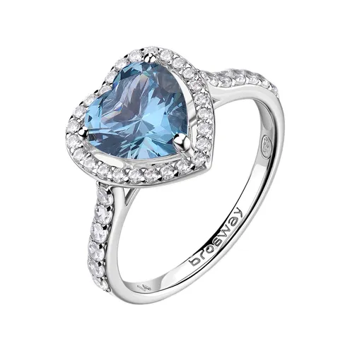 Brosway Stříbrný srdíčkový prsten s kubickými zirkony Fancy Cloud Light Blue FCL128 54 mm