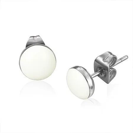 Ocelové náušnice zdobené lesklou vypouklou glazurou