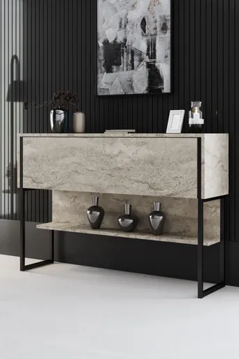 Komoda Luxe - Travertine, Black