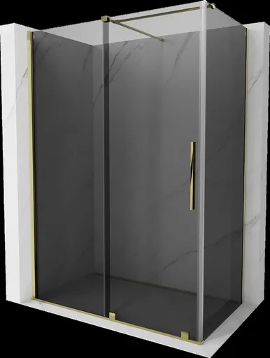 MEXEN/S Velar sprchový kout, posuvné dveře 150 x 80, grafit, zlato 871-150-080-41-50