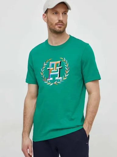 Tommy Hilfiger pánské zelené tričko Laurel MW0MW34393 S