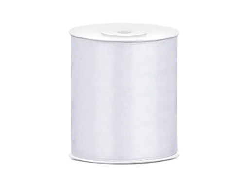 PartyDeco Saténová stuha bílá 100mm/25m