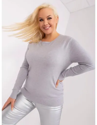 Dámský svetr s dlouhými rukávy plus size ZES šedý