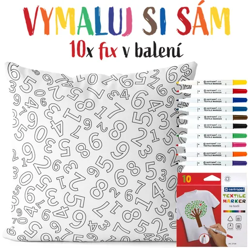 Polštářek s omalovánkou Čísla (Velikost: 40 x 40 cm)