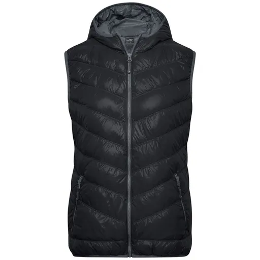 James & Nicholson (Daiber) Lehká dámská péřová vesta JN1061 - Černá / šedá | XL