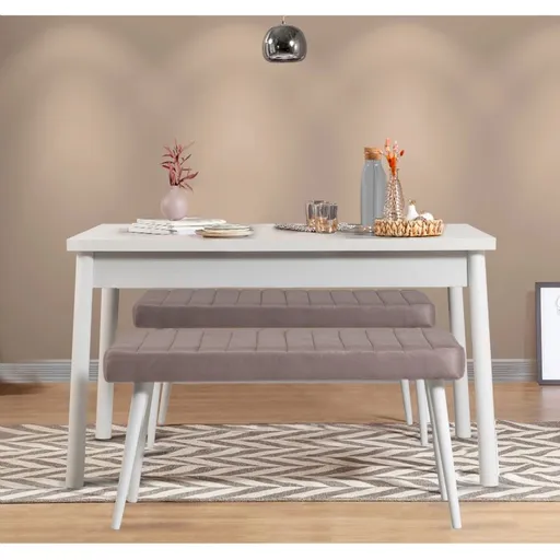 Jídelní set se stolem a lavicí (3 kusy) Costa 0701 - White, Soho Grey