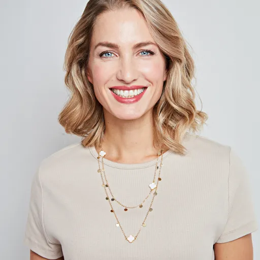 Dvouřadý náhrdelník Květiny